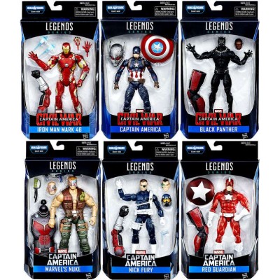 Marvel Legends Giant Man Series Set of 6 Action Figures Iron Man, Cap. America, Nick Fury, Nuke, Red   